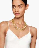 DY Madison® Pearl Multi Row Chain Necklace in 18K Yellow Gold with Pearls